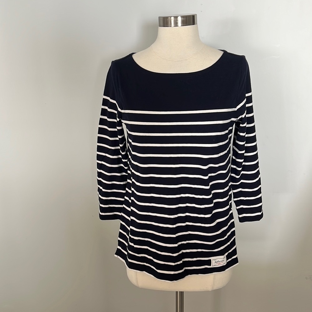 Talbots Navy Striped Top